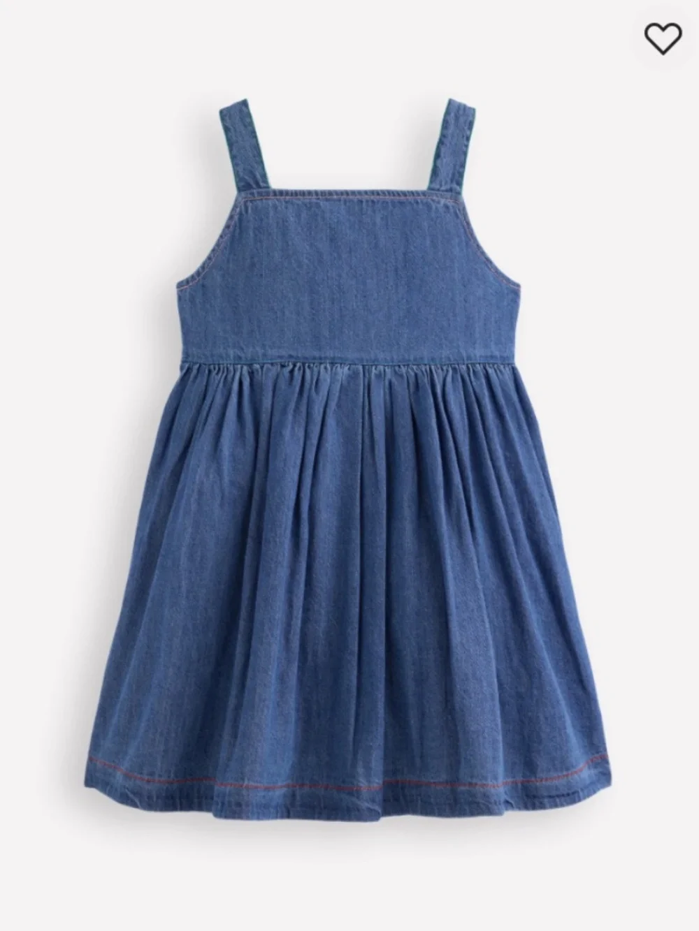 Mini Boden -Denim Button-through Pinafore Dress w/Ruffle Collared Top, Size 8-9y